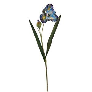 Artificial Iris Flower 33 Inch Tall Blue Faux Iris Stem Hand Painted Look Floral